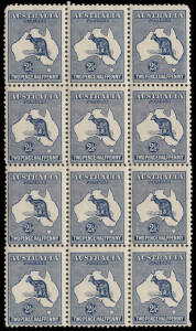 2&frac12;d Deep Blue block of 12** with variety "Islands south of W.A."; BW.11(2)g, 2L30. 3 units with damaged perfs, unit with variety fine, variety cats $175*.