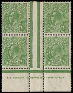 &frac12;d Green HARRISON one line Imprints: Electro 6 a pair and Electro 7 a block of four. MUH/MLH. BW: 65(6)z, 65(7)z.