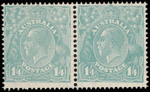 1/4 Greenish-Blue, fine horizontal pair. MUH.