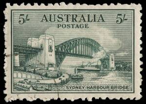 5/- Sydney Harbour Bridge, CTO with gum.