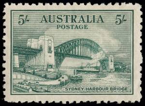 5/- Sydney Harbour Bridge, CTO with gum.
