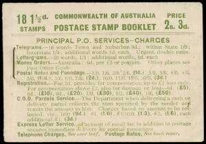 BOOKLETS: 1928-30 (BW.B39Aa) KGV 2/3 booklet, 18 x 1&frac12;d, with original text, stamps with inverted watermark. Fine, cat $600.