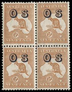 OFFICIAL OVERPRINTS; 6d Kangaroo (CofA wmk) blk.; very fresh and well centred.