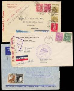 1935-74 group of incoming commercial covers addressed to G.J. Coles & Co. Ltd., Melbourne. With&nbsp;British C'Wealth (7), &nbsp;Japan (13), Europe 12 incl. 4 German and USA (17). Majority airmail incl. registered and censored. Noted 1933 cover with German and Aust