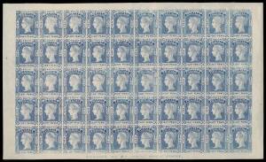 NEW SOUTH WALES: 1885, QV 8d Laureate REPRINT in blue from the original worn plates, by Van Dyck. Complete ungummed sheet of 50 with the design variations, flaws and the imprint "ENGRAVED BY H.C. JERVIS, PITT ST. SYDNEY". Fine.