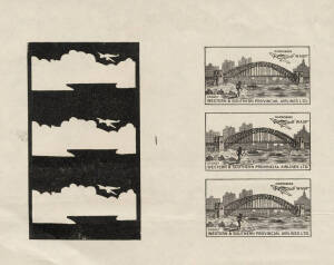 March 1935 (AAMC.495ba) WASP AIrlines vignette, proof sheet in black, with untrimmed margins. 162 x 134mm.