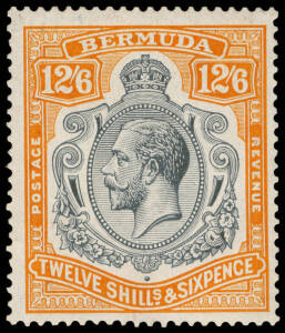 BERMUDA: 1924-32 KGV Script Wmk 12/6d grey & orange SG 93, unmounted, Cat Ј250+ (mounted).