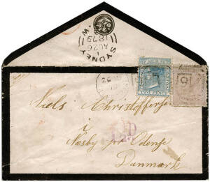 INWARDS MAIL FROM NEW SOUTH WALES:&nbsp;1879 (Aug.26) mourning cover from MILLER'S POINT to ODENSE, DENMARK