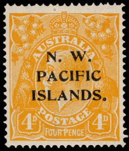 1915-16 (SG.70c) 4d Orange with major variety "Line through FOUR PENCE", MLH, SG.&pound;425.