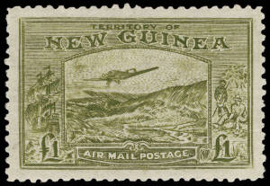 Panelli Forgery of the 1932 &pound;1 Bulolo Airmail, MLH with gum; in approximately the olive colour of issue.
