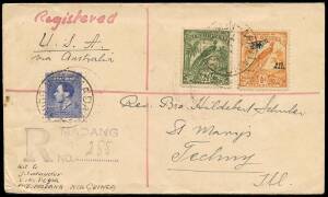 Aug.1938 registered airmail cover from MADANG to USA