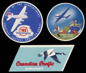 AVIATION LABELS & VIGNETTES: Complimentary accumulation in packets; noted mainly North American Airlines, but much variety. (170+).