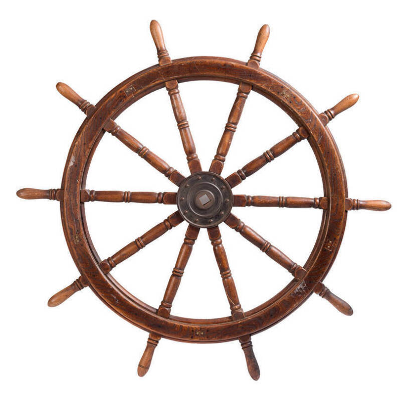 An antique ships wheel 19th Century. Diameter 137cm.