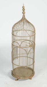 Antique style wire work bird cage, 20th Century. Height 120cm, width 35cm.