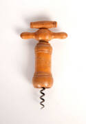 A turned boxwood corkscrew, French, 19th Century. Approx 14cm long.