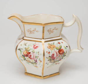 English porcelain hand painted floral jug with inscription "Presented to Baillie Darling as A small token of Respect. Kelso June 10 1845". 20cm.