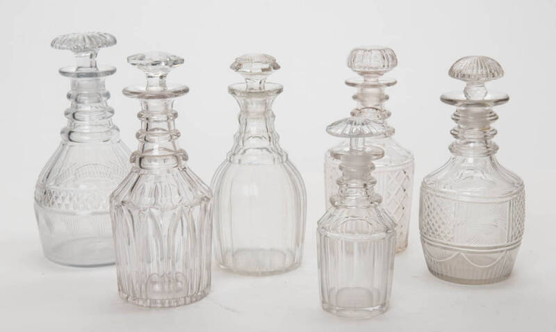 Group of six Georgian crystal decanters. Tallest 23cm.