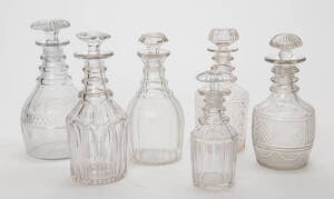 Group of six Georgian crystal decanters. Tallest 23cm.