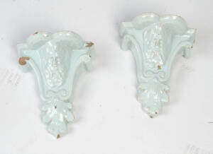 Pair of tin-glazed ceramic wall brackets, French 19th century.