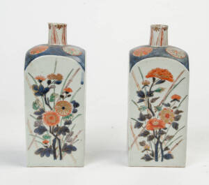 A pair of Japanese Imari square tokuri (bottle vases).