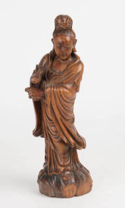 Chinese boxwood carving of Guan Yin,19th Century. 40cm