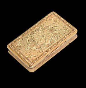 French gold snuff box, late 19th century stamped "B.F"., 18ct yellow gold, weight 39gm.