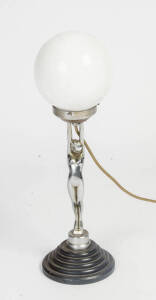 DIANA LAMP, art deco chrome & metal based light with glass shade.