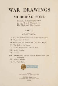 "War Drawings by Muirhead Bone. From the Collection Presented to the British Museum by His Majesty's Government" [London, 1917], two grey folders with Parts I-V, with 50 plates. Fair/Good condition. 