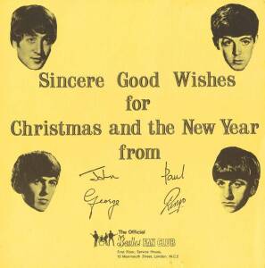 THE BEATLES: "The Beatles Christmas Record" - 1963 Lyntone Fan Club Flexi. The disc is housed inside a yellow printed gatefold cover which incorporates 'National Newsletter No.2' printed inside the gatefold.  