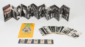 THE BEATLES: 1964 1st & 2nd Series  A & B C Gum Cards complete set of 105 with facsimile signatures; plus the "Pixerama Foldbook of The Beatles"; plus complete folder of 100 "Beatle Stamps" produced by Hallmark and several loose stamps. Also, an incomplet