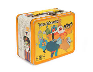 THE BEATLES: 1968 Yellow Submarine lunch box with matching thermos flask (lacking yellow lid to flask). (2 items). Made by King Seeley Thermos Co.