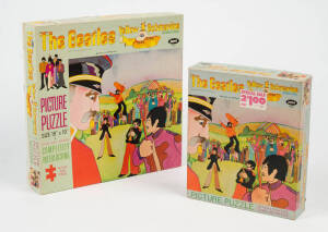 THE BEATLES: "The Beatles Yellow Submarine-Beatles in Pepperland" boxed puzzles by Jaymar 1968. The 100 piece puzzle (#5059) is still sealed in the original box; the 650 piece puzzle (#6659) is also complete in original box.   