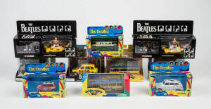 THE BEATLES: A collection of Corgi Classics products in original display packaging including "The Magical Mystery Tour Bus", "The Yellow Submarine", "Sgt. Peppers Taxi", "Sgt. Peppers Double Decker Bus", "Abbey Road London Cab", etc,. (10 items)