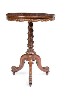 Rosewood wine table, English mid 19th century. Height 68cm, diameter 50cm. 