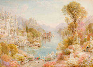 EBENEZER WAKE COOK (1844-1926): Lake Como, watercolour. 40 x 55cm