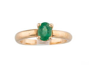 An emerald dress ring, emerald 1.16ct, 18ct yellow gold.