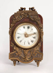 A small bronze mounted and enamel time-piece, French, 19th century. 17.5cm.