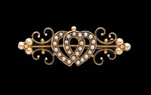 A seed pearl sweetheart brooch, Victorian.