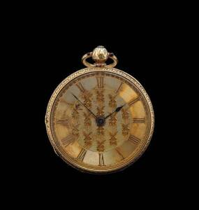 A Lady's openface pocket watch with key, 18ct yellow gold.