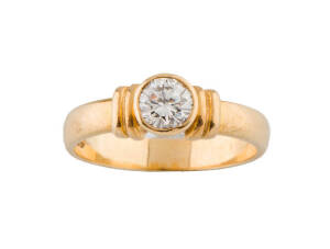 A diamond solitaire ring, A.C.W .50ct, 18ct yellow gold.