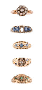 Five antique rings.