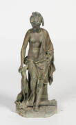 An outdoor bronze statue of a maiden with hound, 19th Century. Height 72cm.