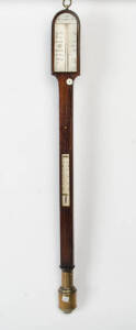 A Scottish rosewood brass-mounted stick barometer by S. Bon, Dundee, 19th century