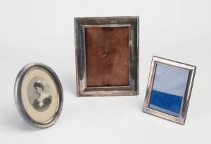 Three silver plated picture frames, 20th century. Largest 17 x 22cm