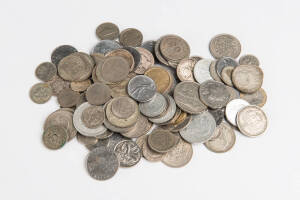 A selection of various coins including half pennies and pennies