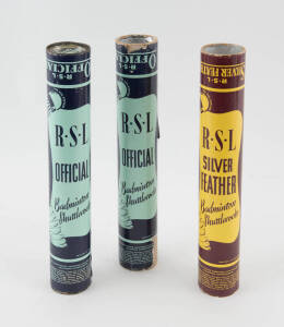 BADMINTON, three tubes of Shuttlecocks made by R.S.L. of London, one tube unopened.