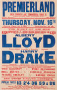 ALBERT "KID" LLOYD FIGHT POSTER, "Premierland, Thursday, Nov.16th.The Night of Big Men, Albert Lloyd, Cruser-Weight Champion of Australia, versus Harry Drake, Windsor - Fought Jack Bloomfield for Cruiser-Weight Championship Belt", window mounted, framed &