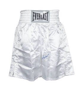 MUHAMMAD ALI, signature on pair of 'Everlast' boxing shorts. With 'Online Authentics' No. OA-8090178.