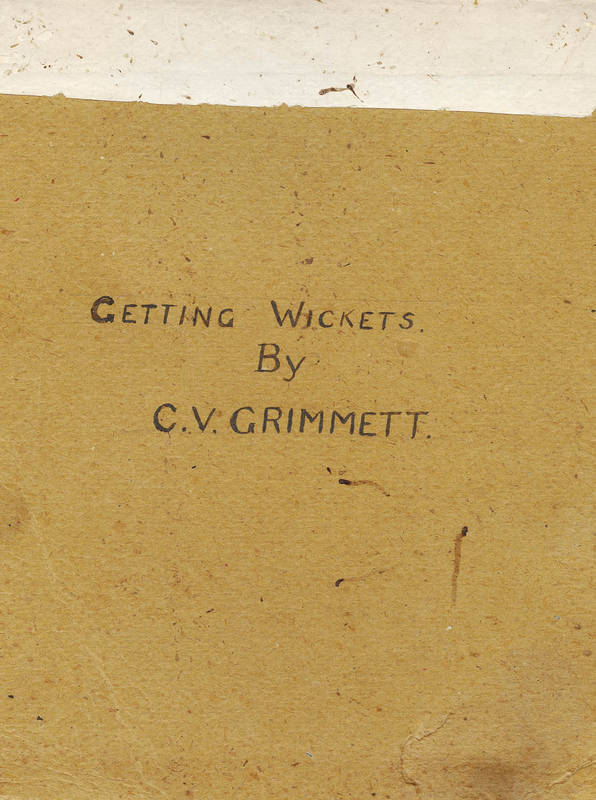 "The Cricket Field: or, The History and Science of the Game of Cricket" [2nd Edition, London, 1854], rebound in maroon leather; plus manuscript copy of "Getting Wickets" by Clarrie Grimmett.