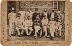 1888 AUSTRALIAN TEAM: Original cabinet card photograph (16x11cm), with title "The Australian Cricketing Team, 1888" and players' names printed on mount, produced by The London Stereoscopic & Photographic Company.